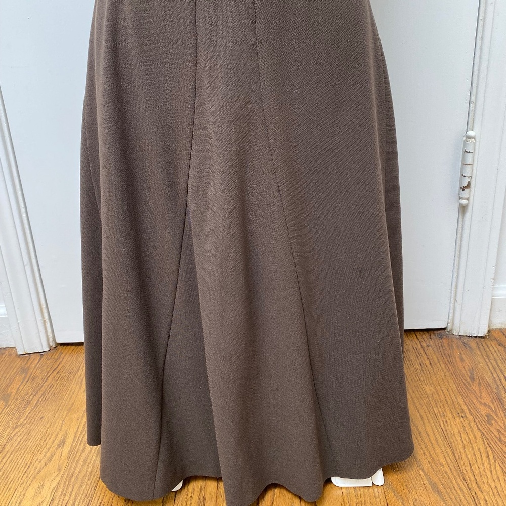 Vintage Giorgio Armani Brown Wool A-Line Knee Length Skirt, Size 42